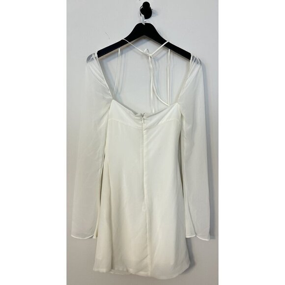HOUSE OF CB Babydoll Halter Long Sleeve Minidress in Ivory Size X-Small - Picture 9 of 14